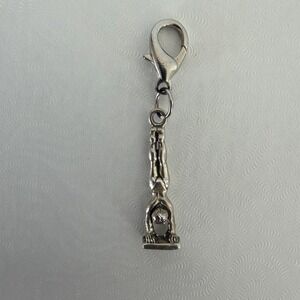 Vintage Sterling Silver Gymnast Charm Lobster Clasp 3D Pendant